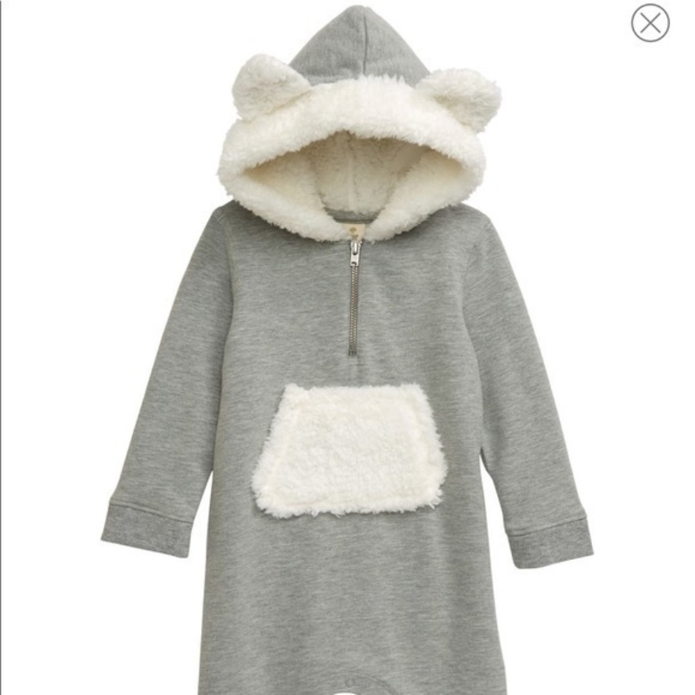 TUCKER + TATE  Bear Hood Fleece Detail Romper